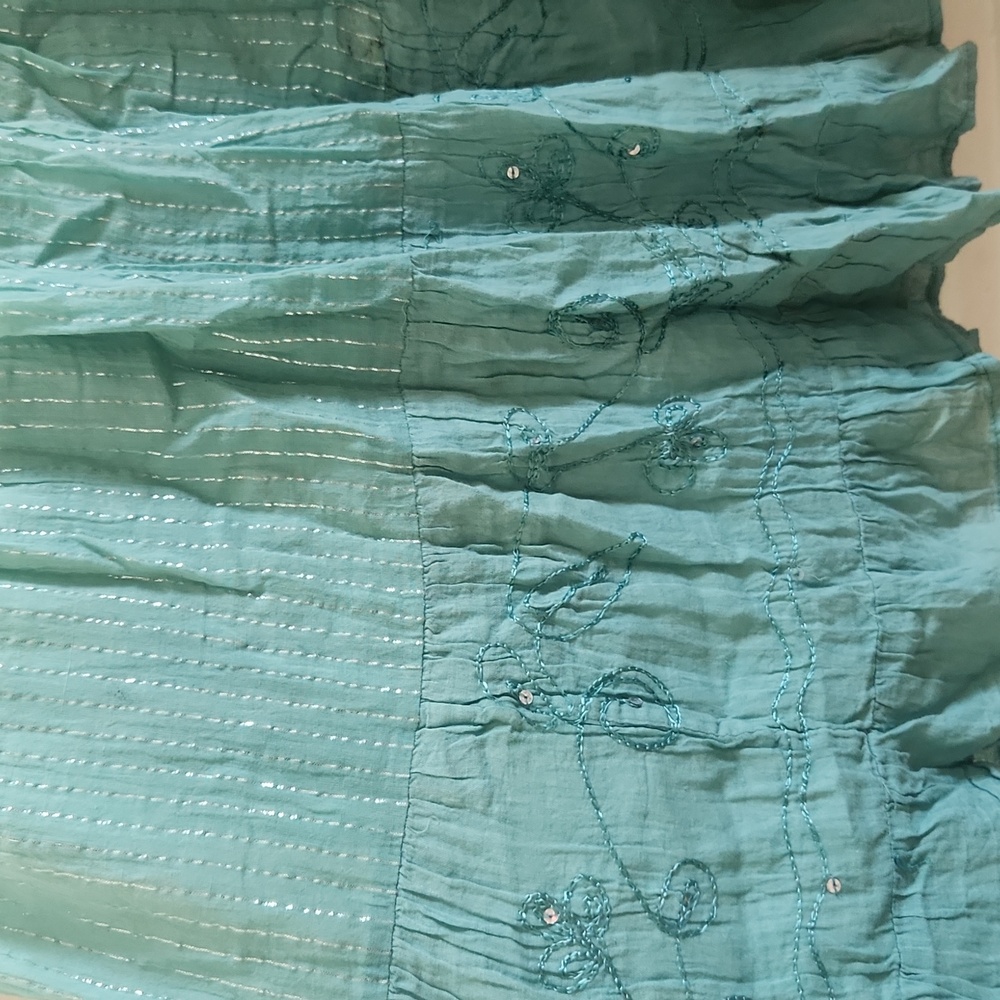 Bobbie Brooks Teal Ombre Midi Skirt - Picture 3 of 5